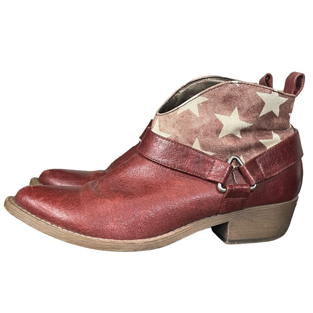 Coconuts by Matisse Womens King Ankle Boots Red Stars Size 6.5‎ Country Festival